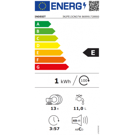 INDESIT IN2FE13CNO7W Ελεύθερο Πλυντήριο Πιάτων 13 Σερβίτσια 60cm Λευκό INDESIT IN2FE13CNO7W Ελεύθερο Πλυντήριο Πιάτων 13 Σερβίτσια 60cm Λευκό
